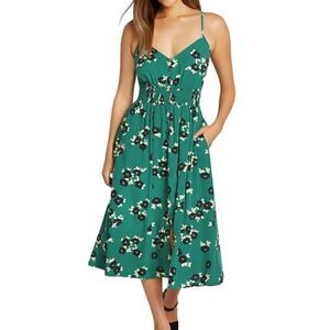 ModCloth Inspired Anytime Sleeveless Dress in green floral S